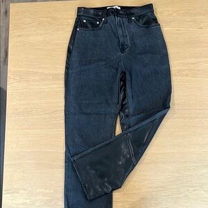 Women's Black Denim Jeans with Leather Accents
